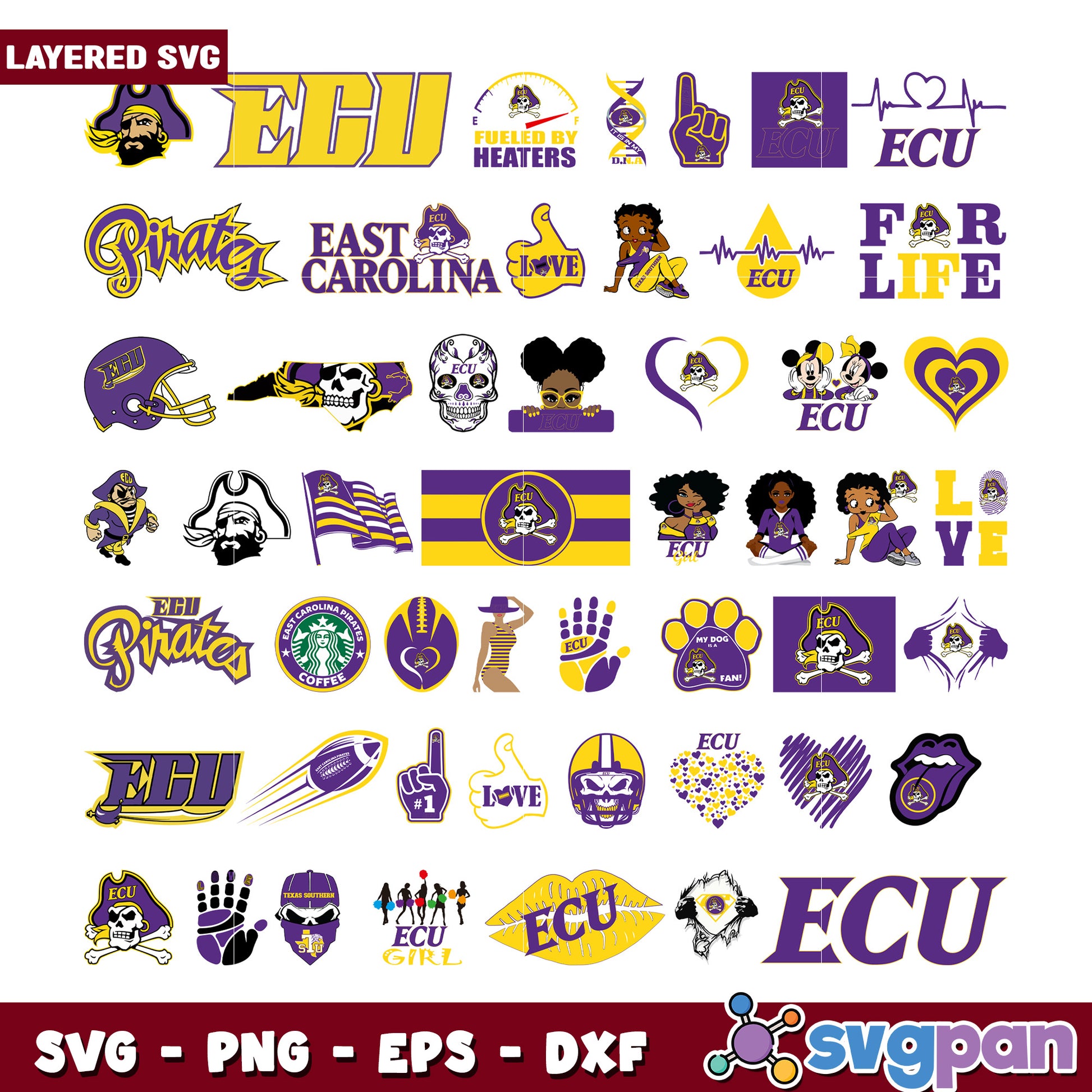 ECU Pirates Layered SVG Bundle for Crafting Use