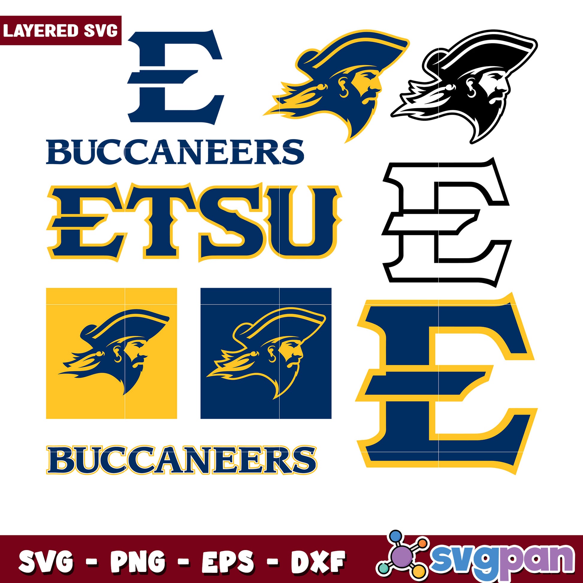 ETSU Buccaneers Layered SVG Bundle Collection