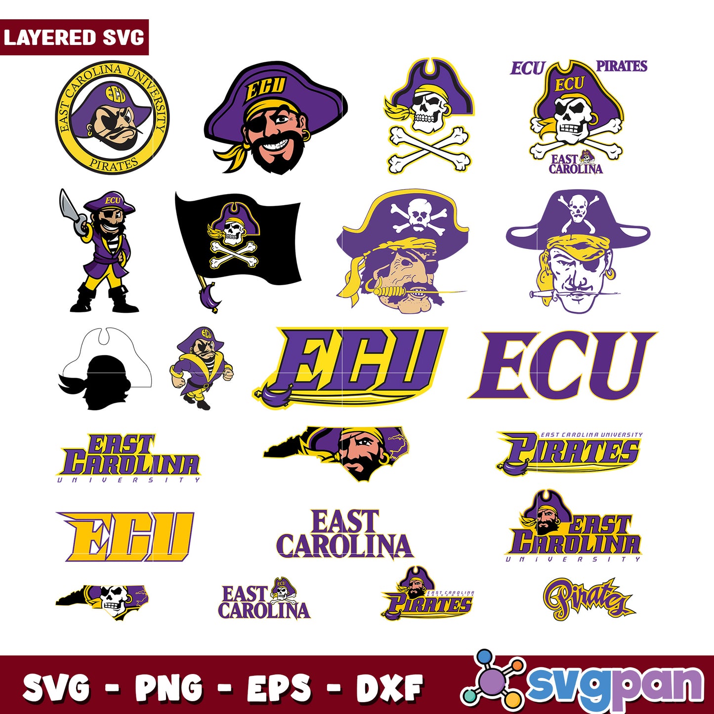 East Carolina Pirates SVG Bundle for Crafts and Design