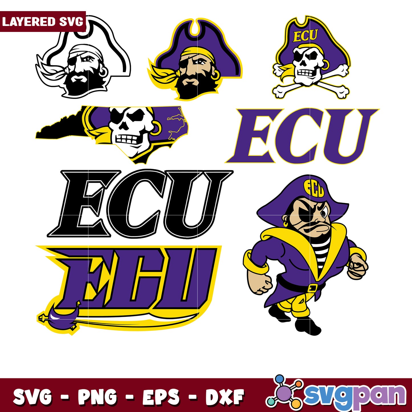 East Carolina University Pirate SVG Bundle Files
