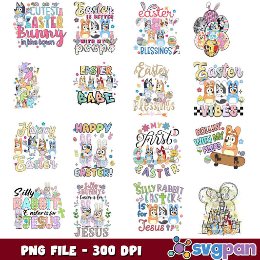 Easter Bluey PNG Bundle 12 Cute Designs