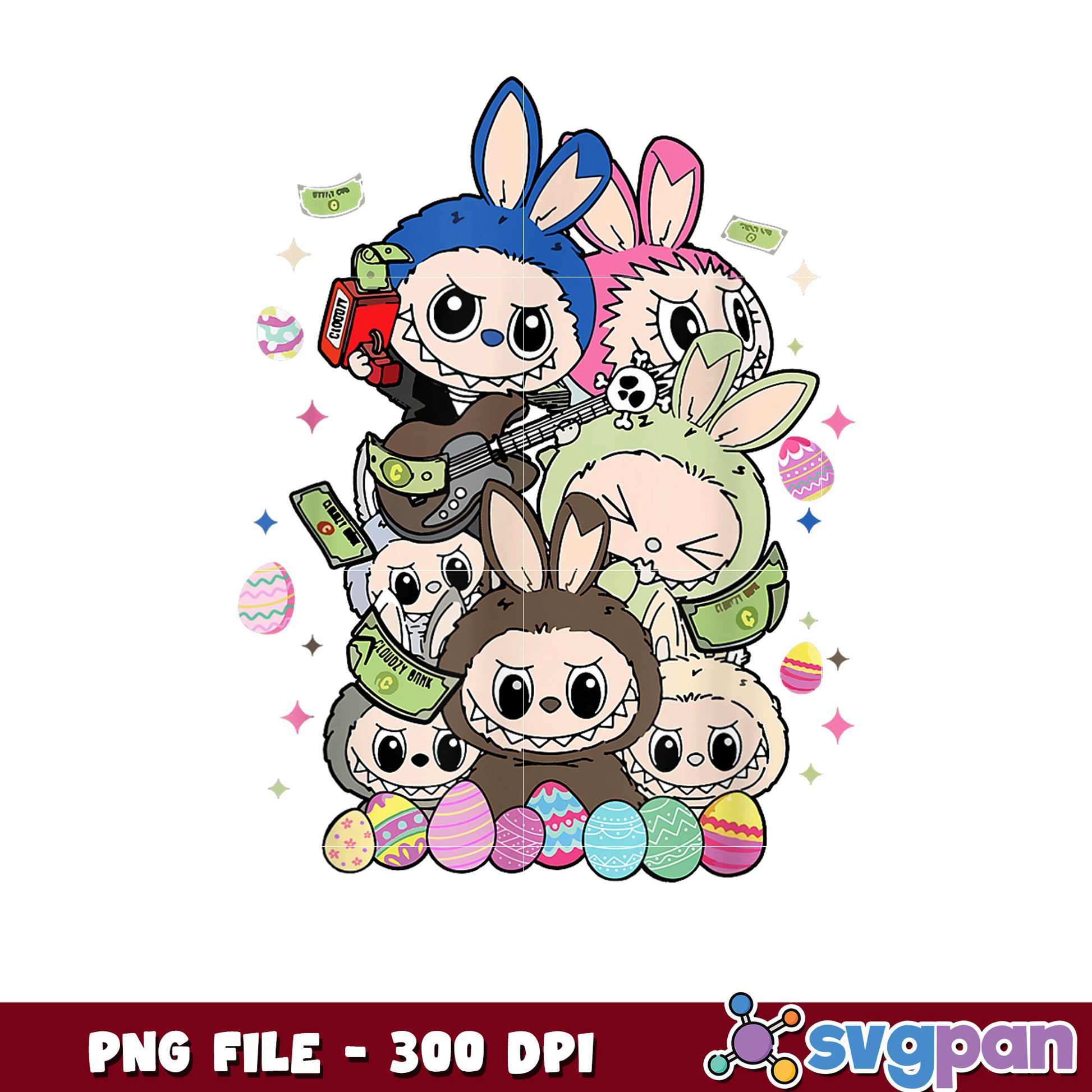Easter Bunny Gang PNG 300 DPI