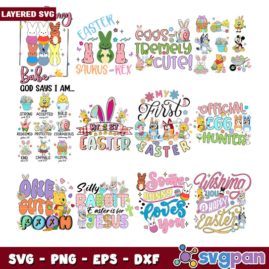 Easter Bunny SVG Bundle Layered Designs