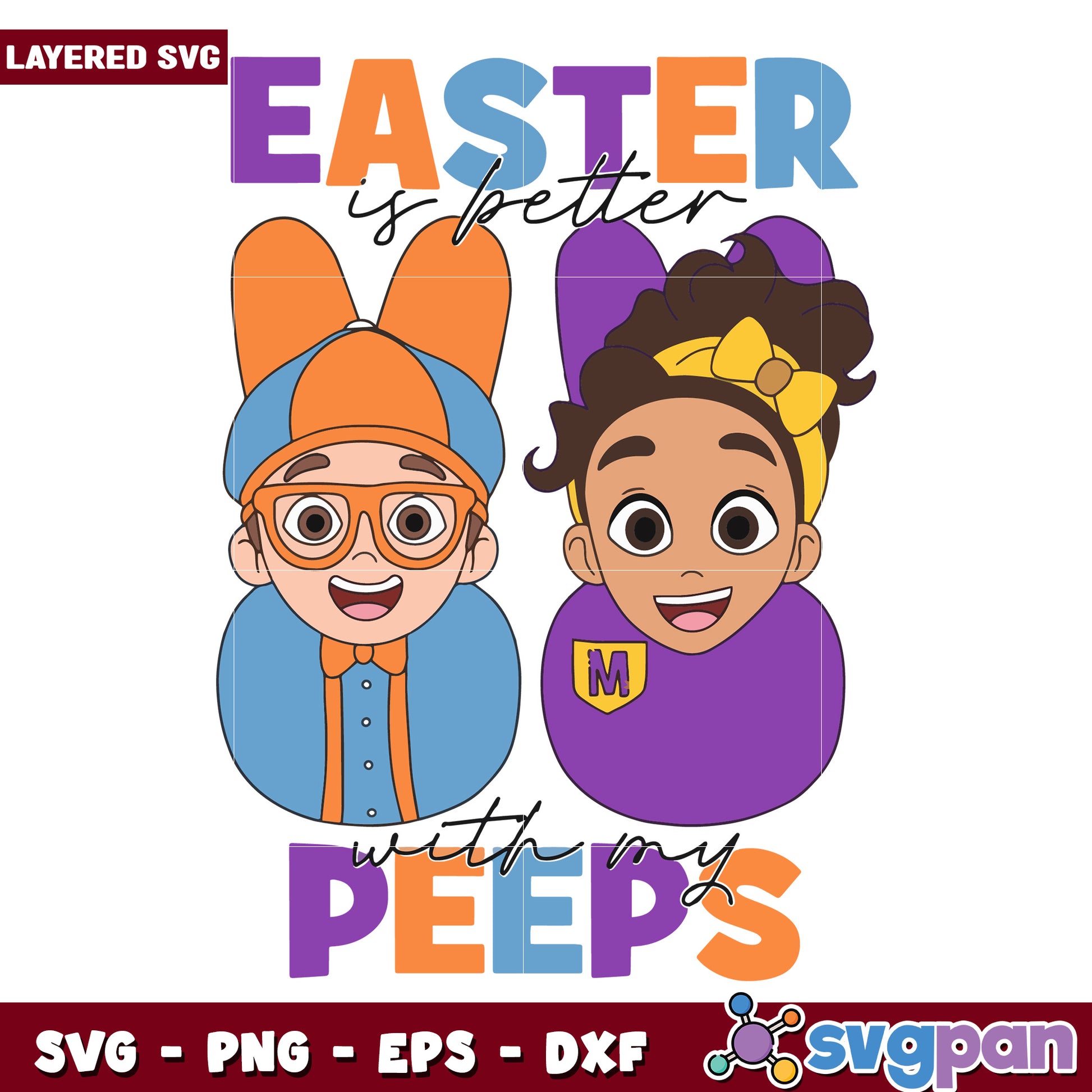 Easter Celebration Design with Cute Cartoon Peeps SVG
