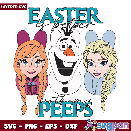 Easter Designs Featuring Frozen Characters and Fun Peeps SVG