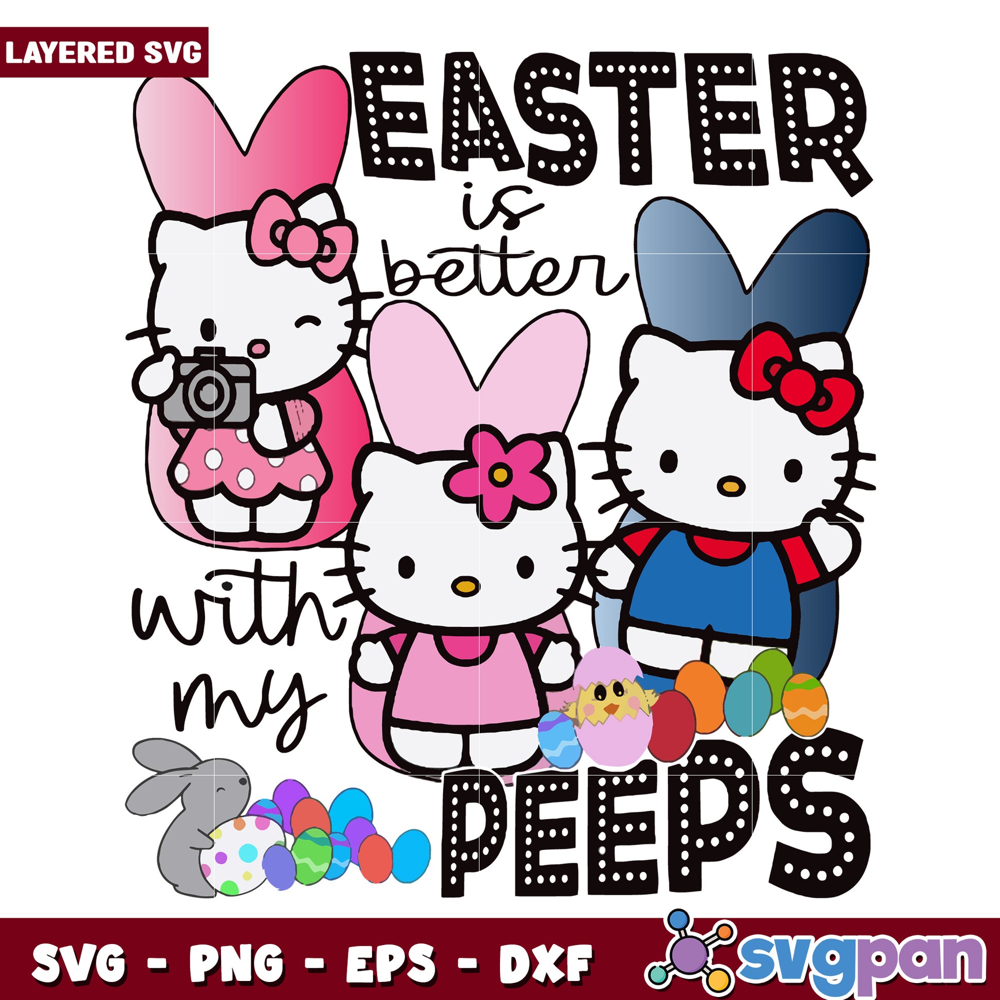 Easter Fun with Hello Kitty and Friends SVG Design for Kids