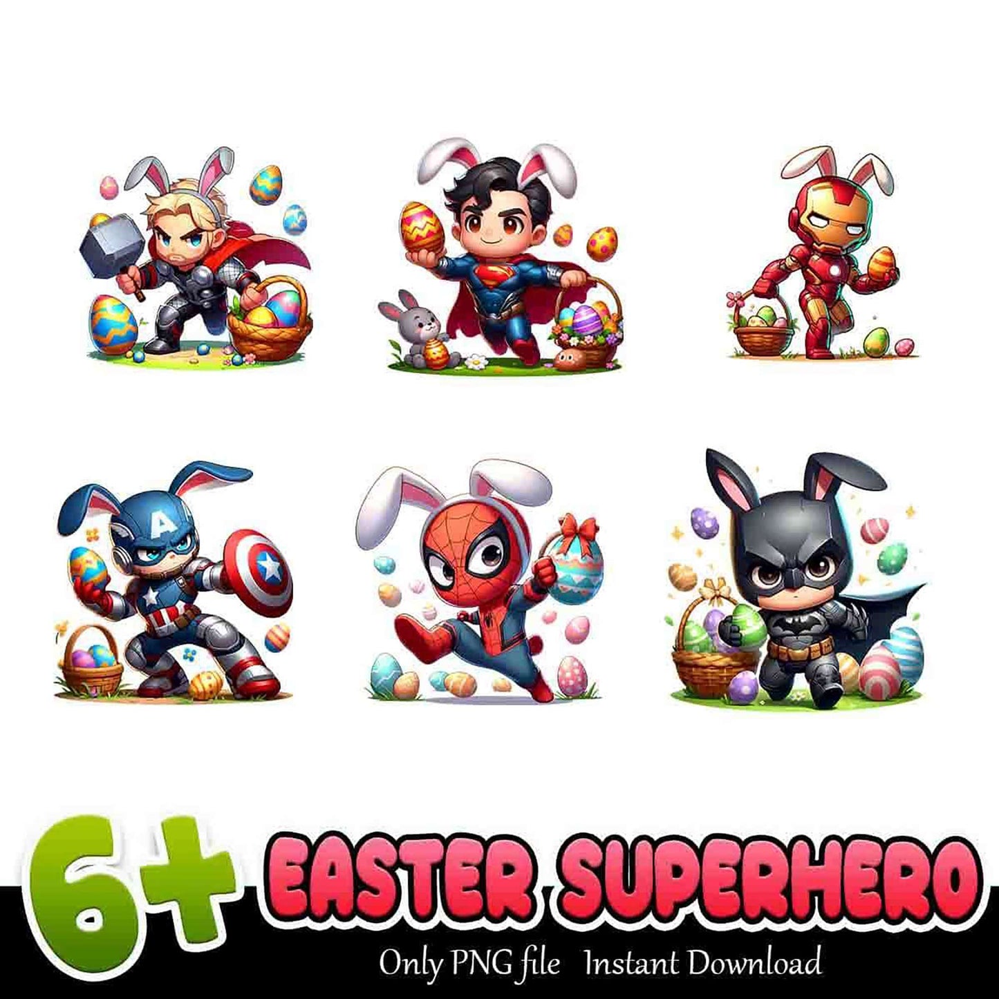 Easter Superhero PNG Bundle 6+ Designs