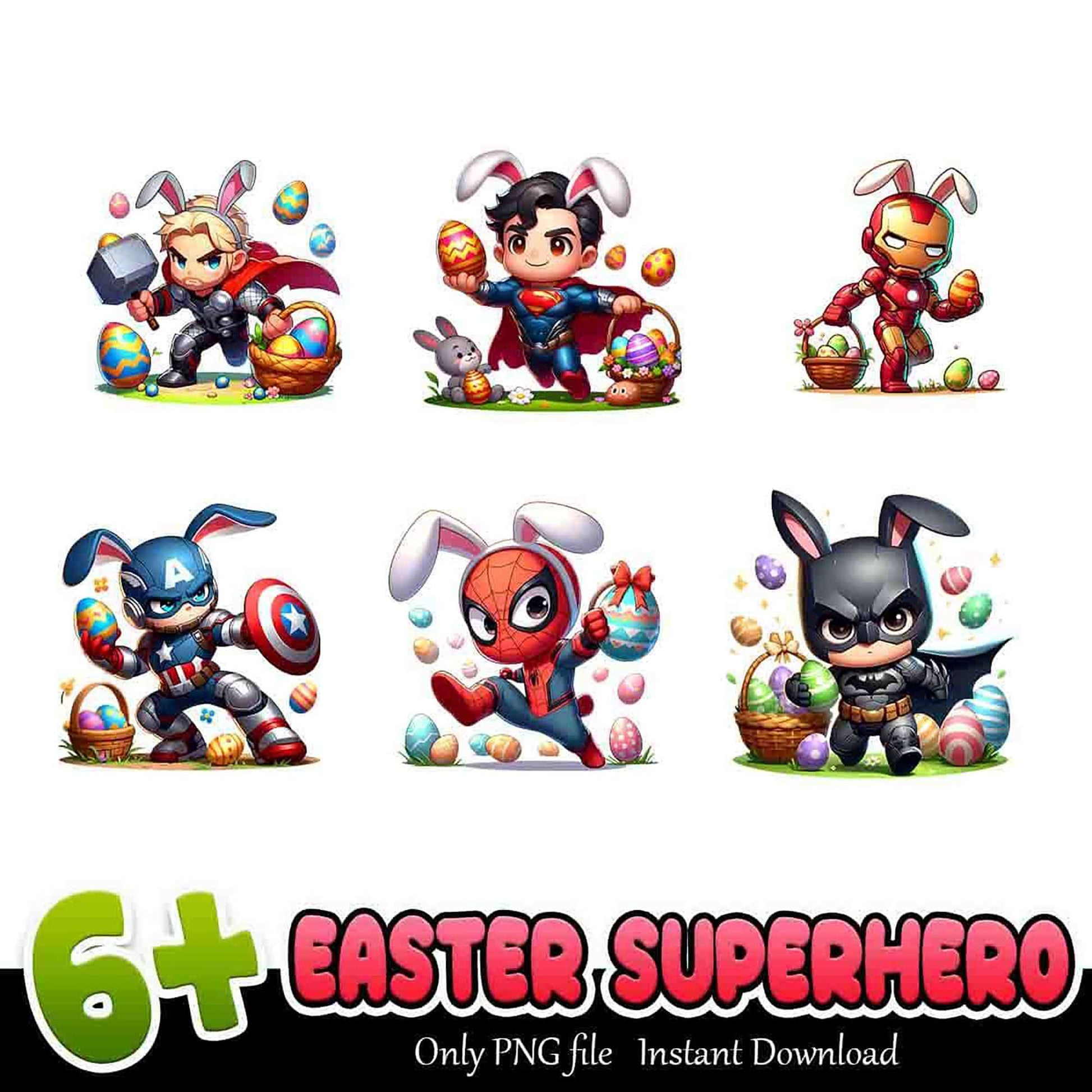 Easter Superhero PNG Bundle 6+ Designs