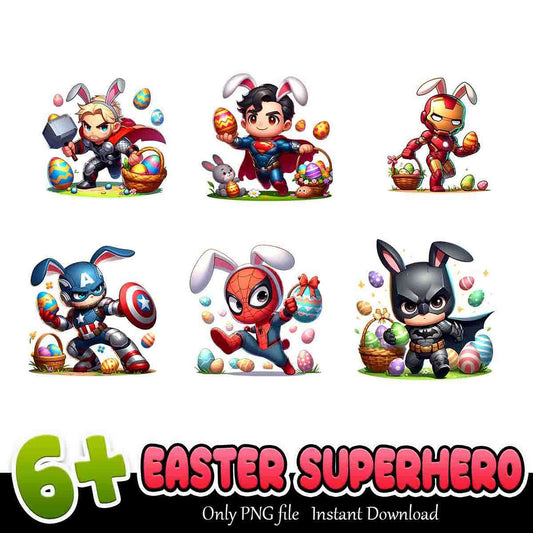 Easter Superhero PNG Bundle 6+ Designs