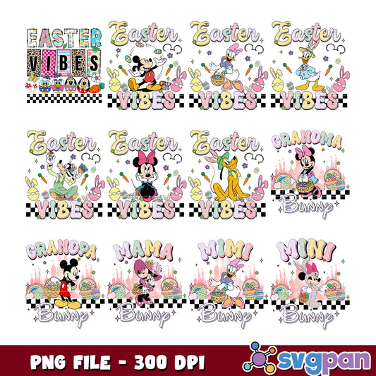Easter Vibes Disney Bunny PNG Bundle