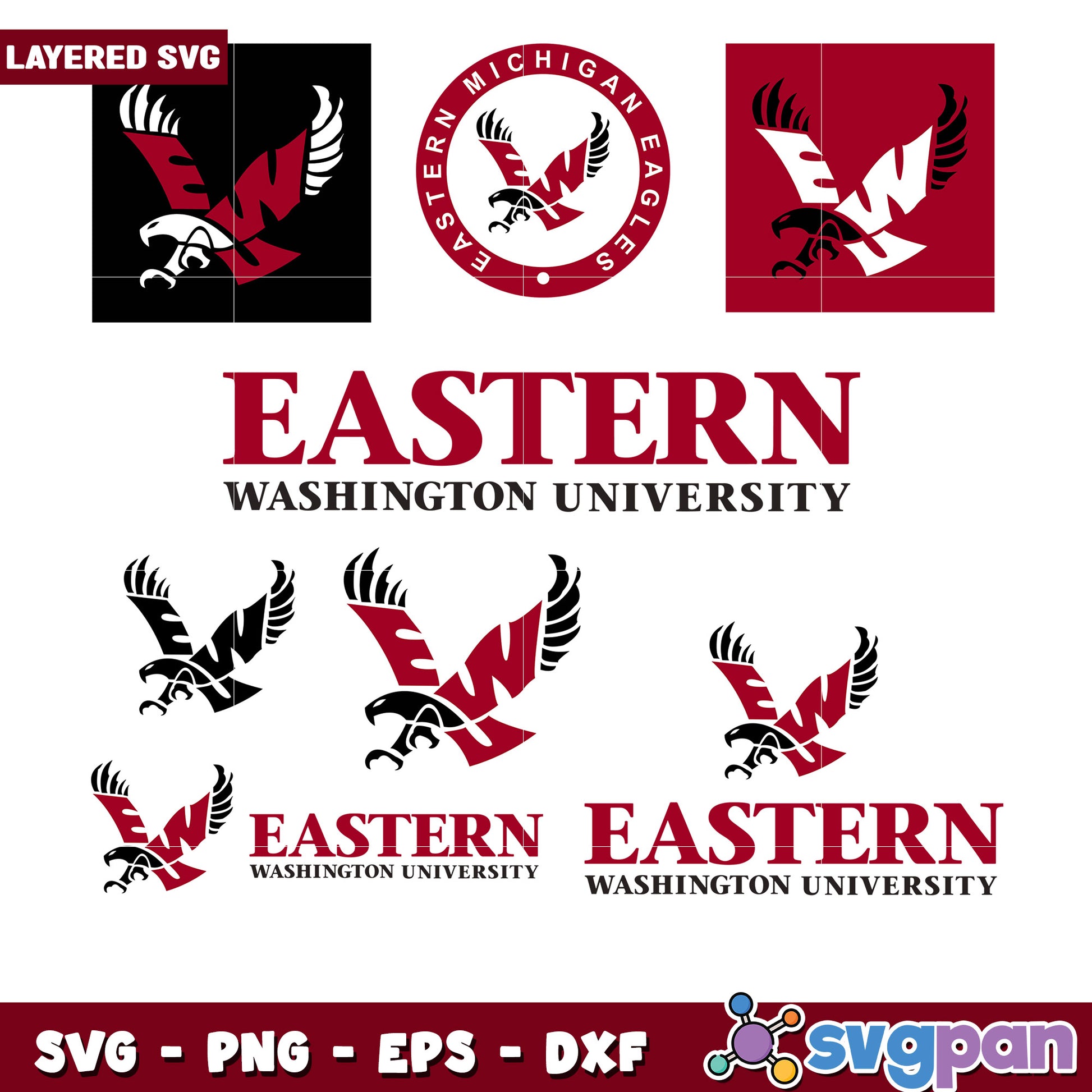 Eastern Washington University Eagle SVG Bundle