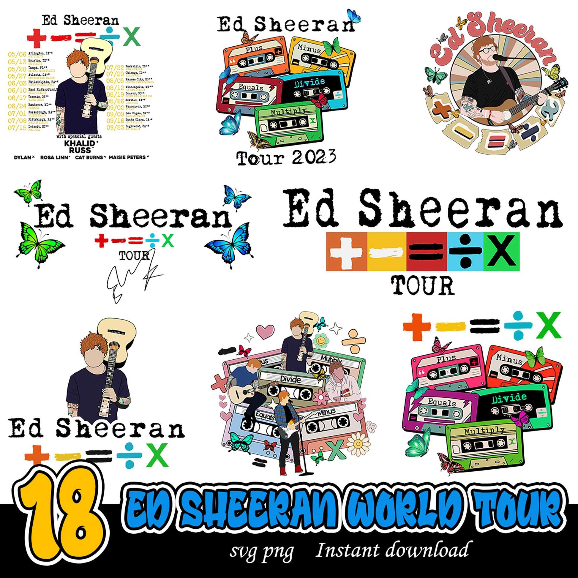 Ed Sheeran World Tour Bundle PNG Instant Download SVG Art