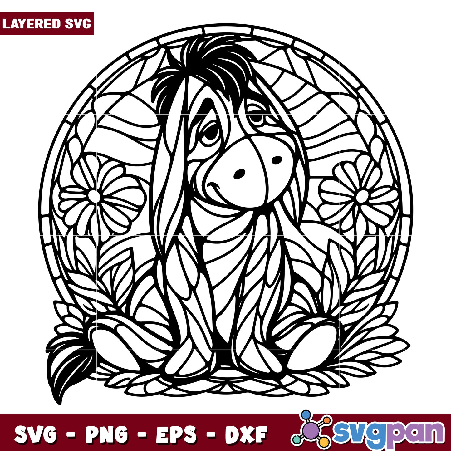 Eeyore Mandala SVG Coloring Page