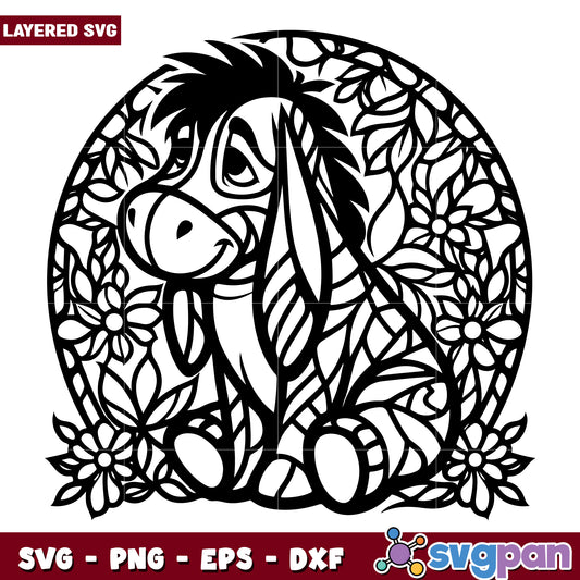 Eeyore Mandala SVG Cut File