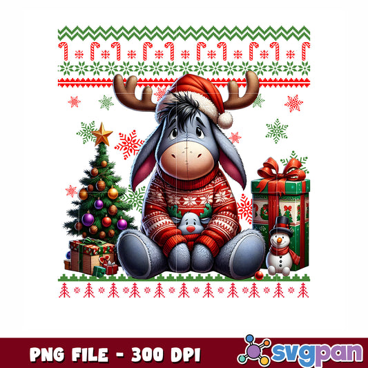 Eeyore christmas png, christmas cartoons png, cute eeyore png