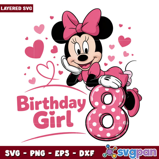Eight birthday girl png, disney cartoons png, minnie mouse png