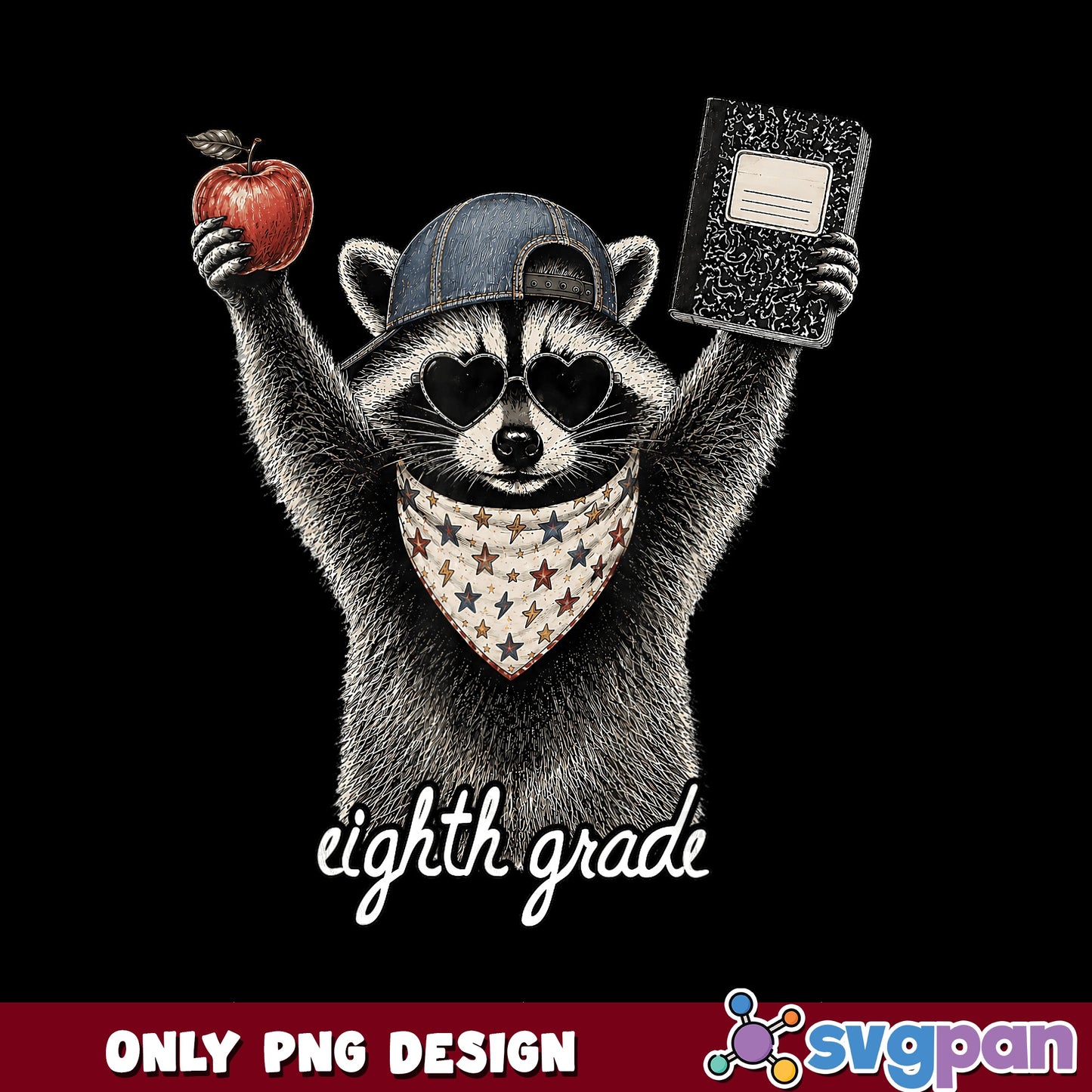 Eighth Grade Raccoon Back To School PNG, Raccoon Teacher PNG, School PNG