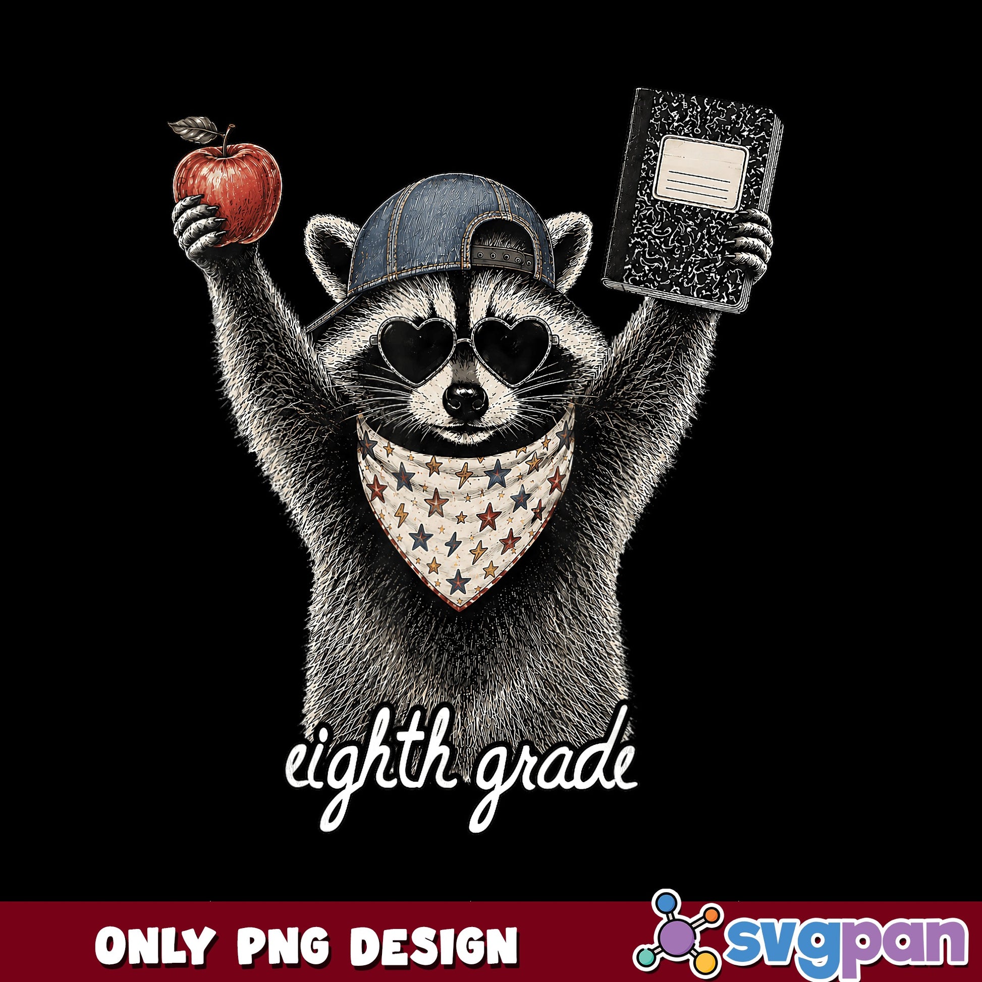 Eighth Grade Raccoon Back To School PNG, Raccoon Teacher PNG, School PNG