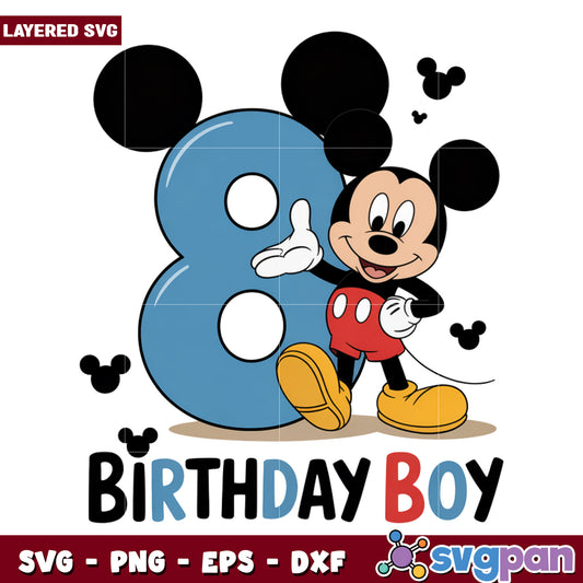 Eight years old boy png, disney characters png, mickey mouse png