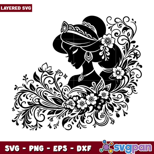 Elegant Floral Silhouette SVG for DIY Craft Projects