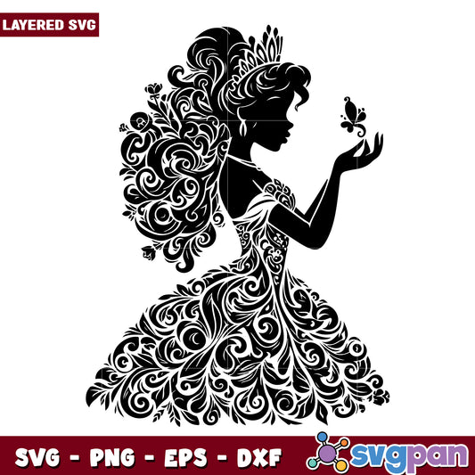 Elegant Princess Silhouette SVG for Crafts and Designs