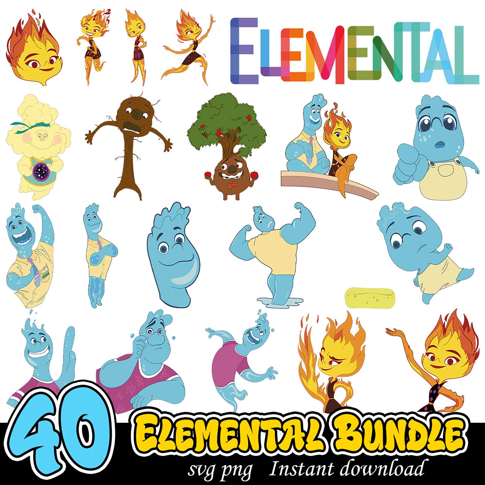 Elemental SVG Bundle 40 PNG Instant Download – svgpan