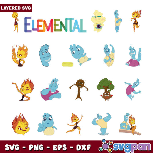 Elemental SVG Bundle Cute Characters