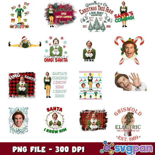Elf Movie Christmas PNG Bundle - 12 Designs