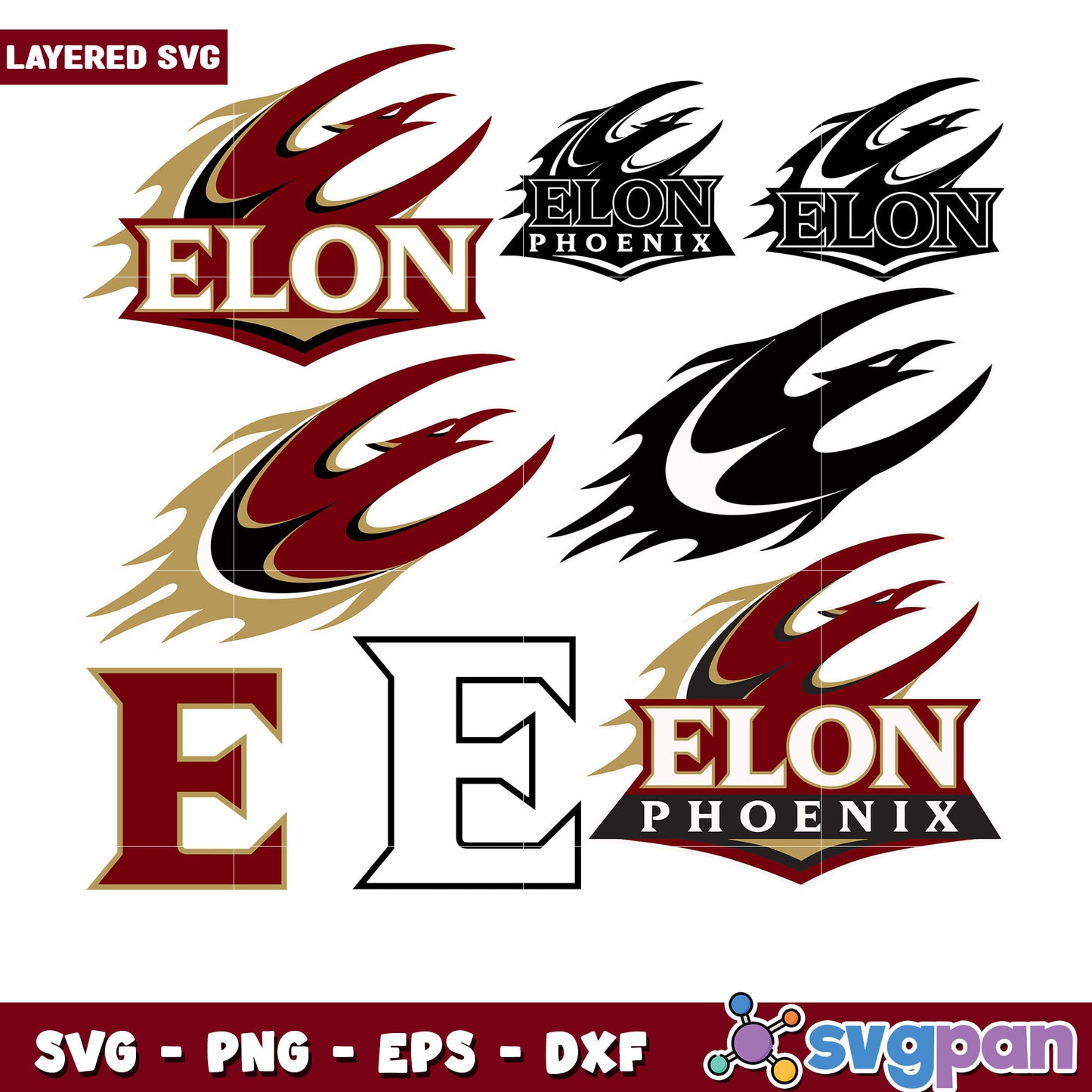 Elon Phoenix SVG Bundle Layered Designs