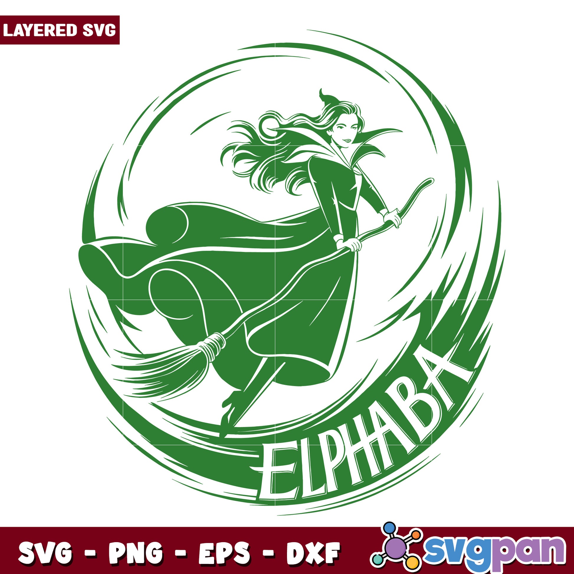 Elphaba SVG Witch Flying Broomstick
