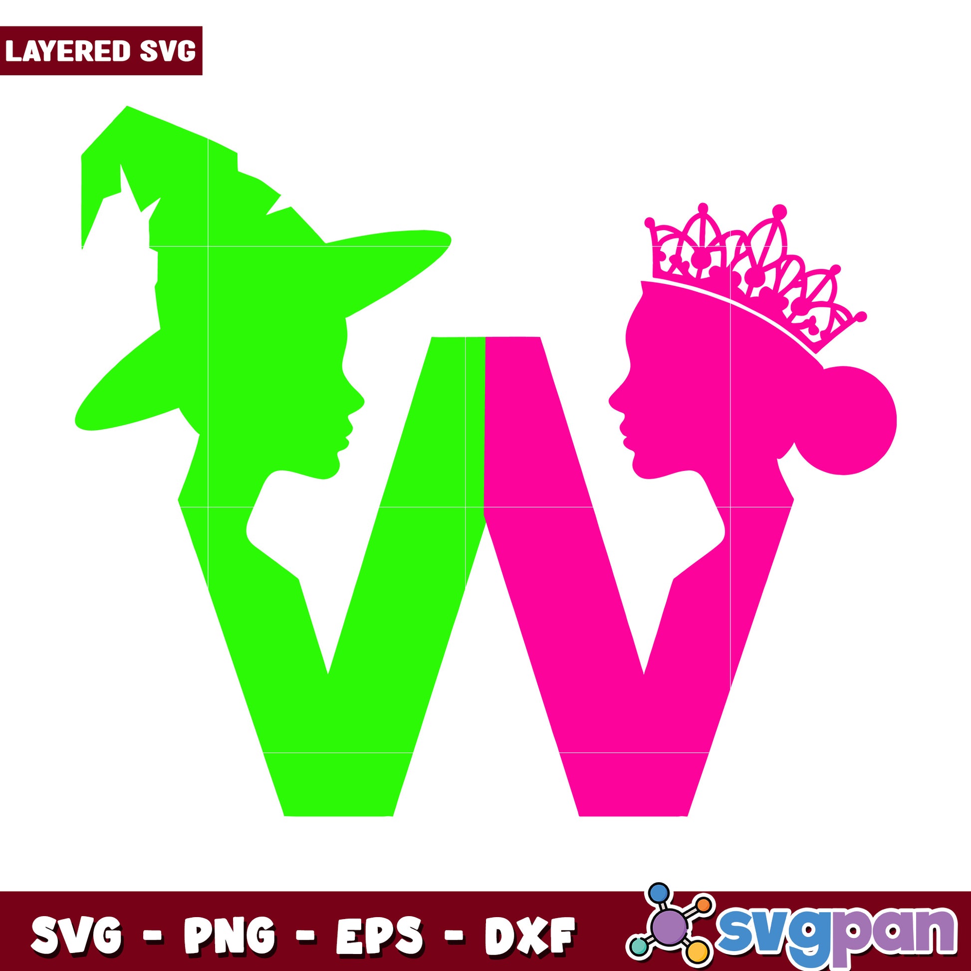 Elphaba and glinda design svg, wicked movie svg, good witch svg