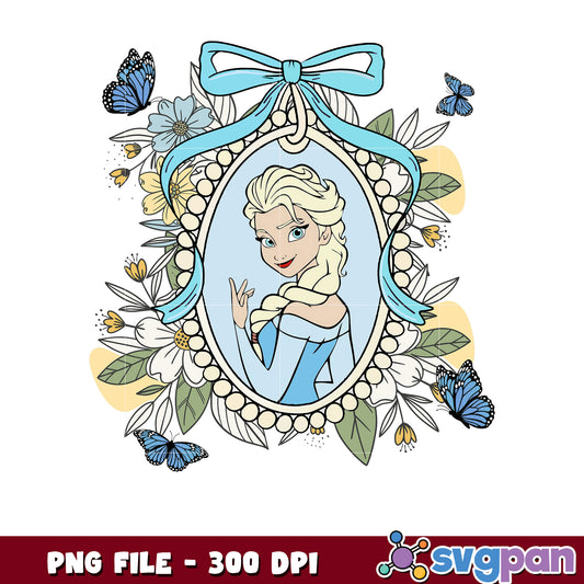 Elsa Floral Frame PNG