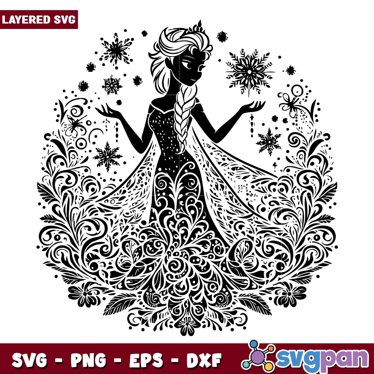 Elsa SVG Silhouette Floral Design