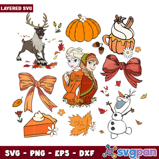 Elsa and anna png, spooky hallowen png, halloween characters png