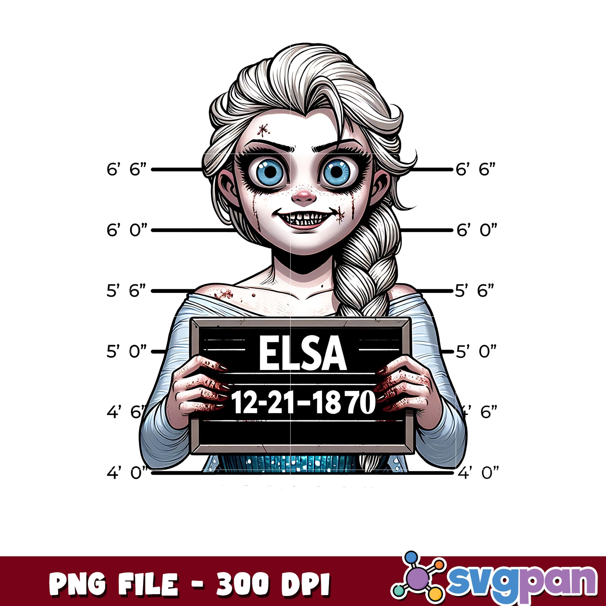 Elsa zombie in prison png, spooky season png, halloween cartoons png