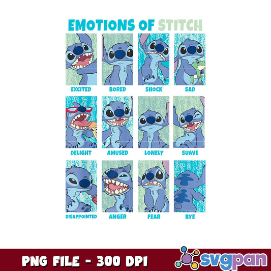 Emontions of stitch png, disneyland png, disney movies png