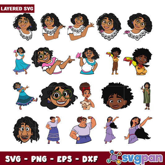 Encanto Character SVG Bundle Layered PNG, EPS, DXF