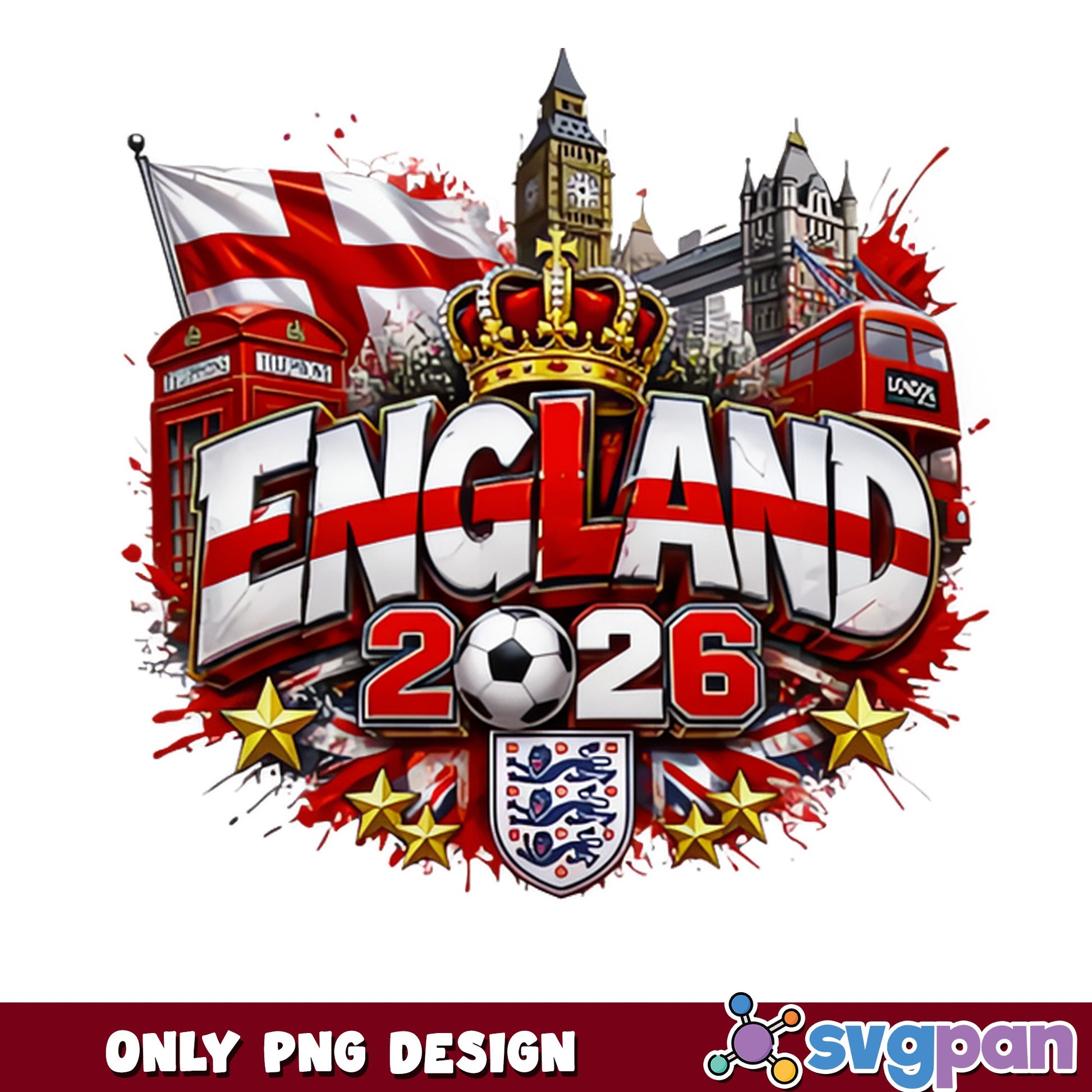 England 2026 Soccer PNG, England Football World Cup PNG, Three Lions PNG