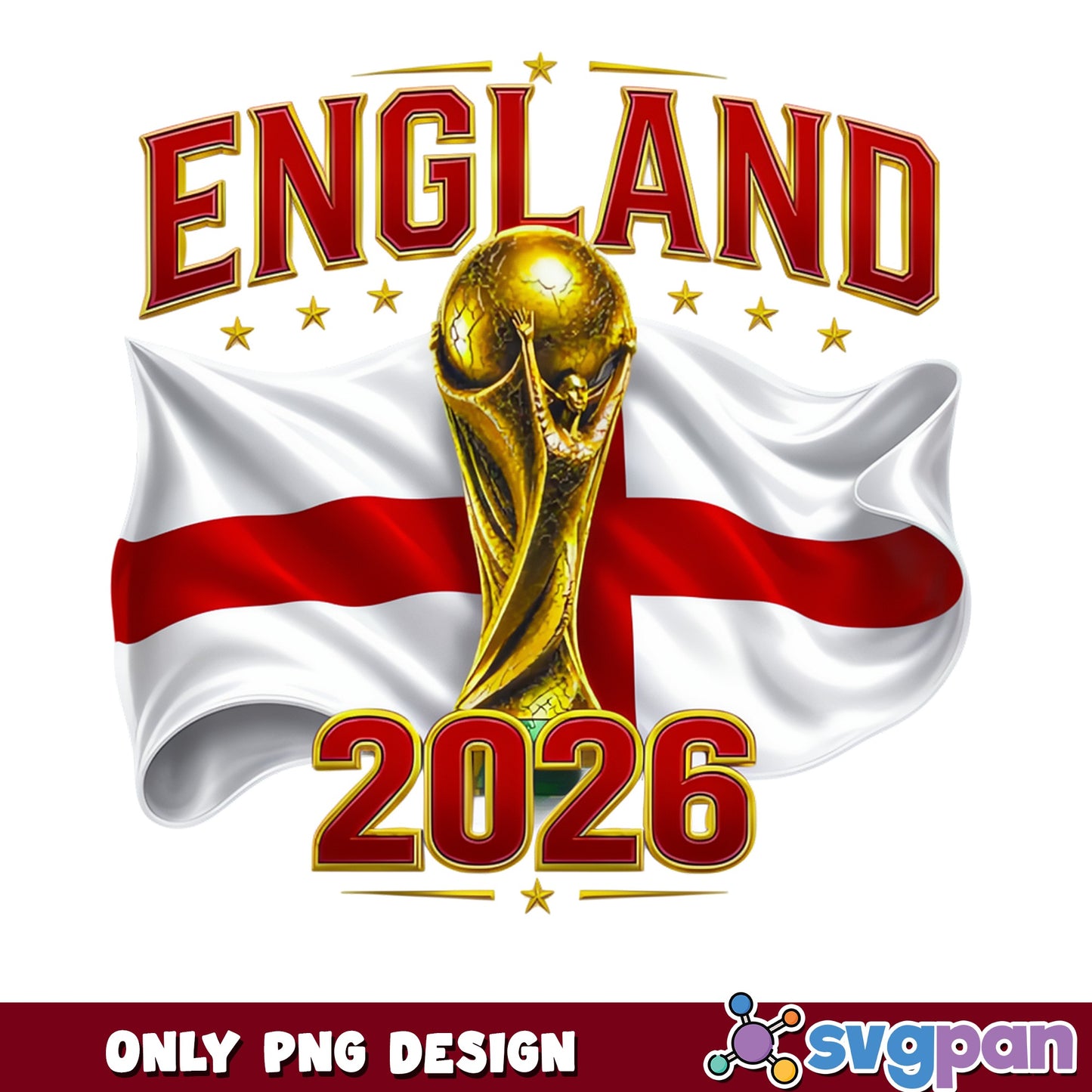 England 2026 World Cup PNG, England Football Flag PNG, Soccer Trophy PNG