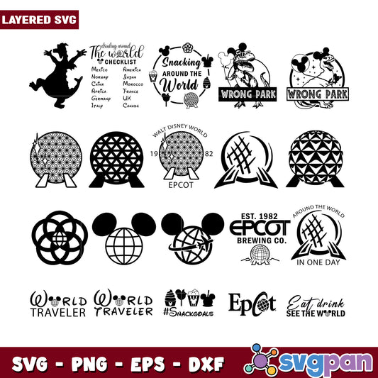 Epcot SVG Bundle Layered Designs