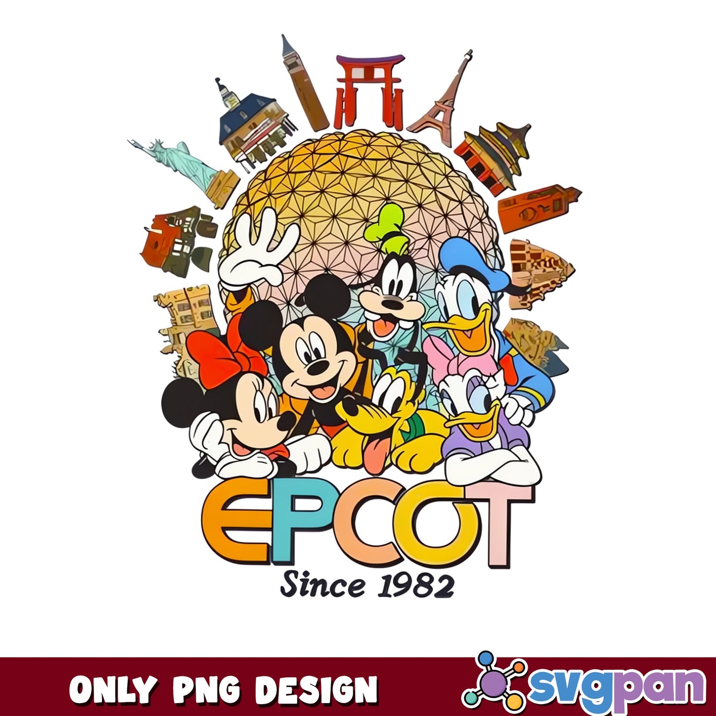 Epcot Since 1982 Mickey And Friends PNG, Disney PNG, Epcot PNG