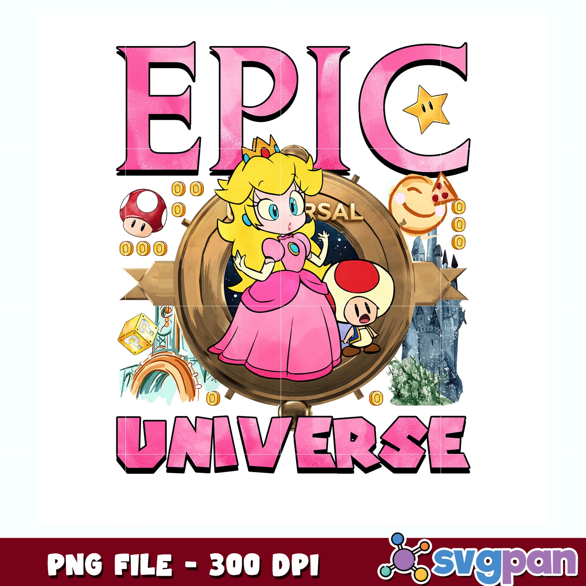 Epic universal character png, mario and the prncess png