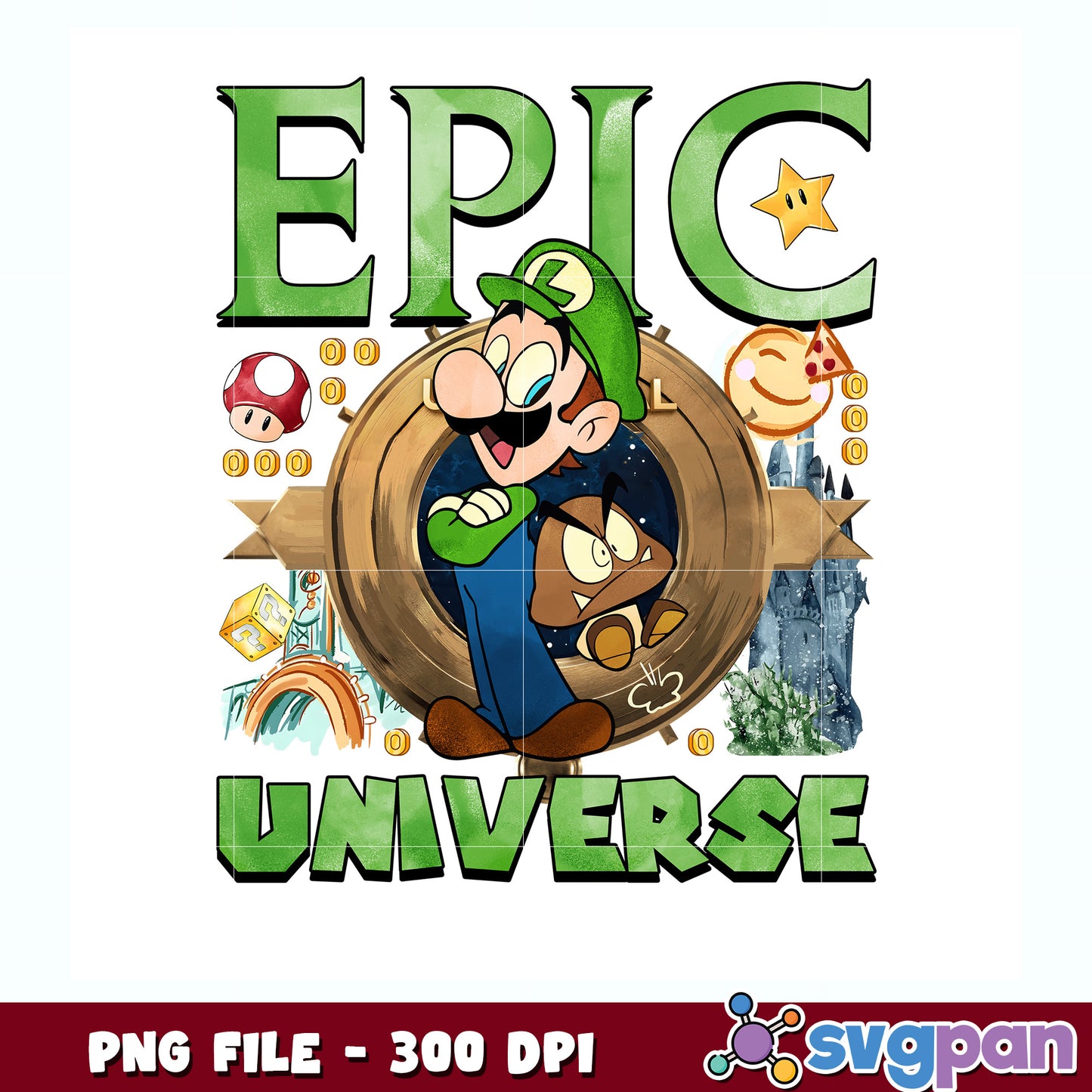 Epic universe luigi png, universal movie png, nintendo png