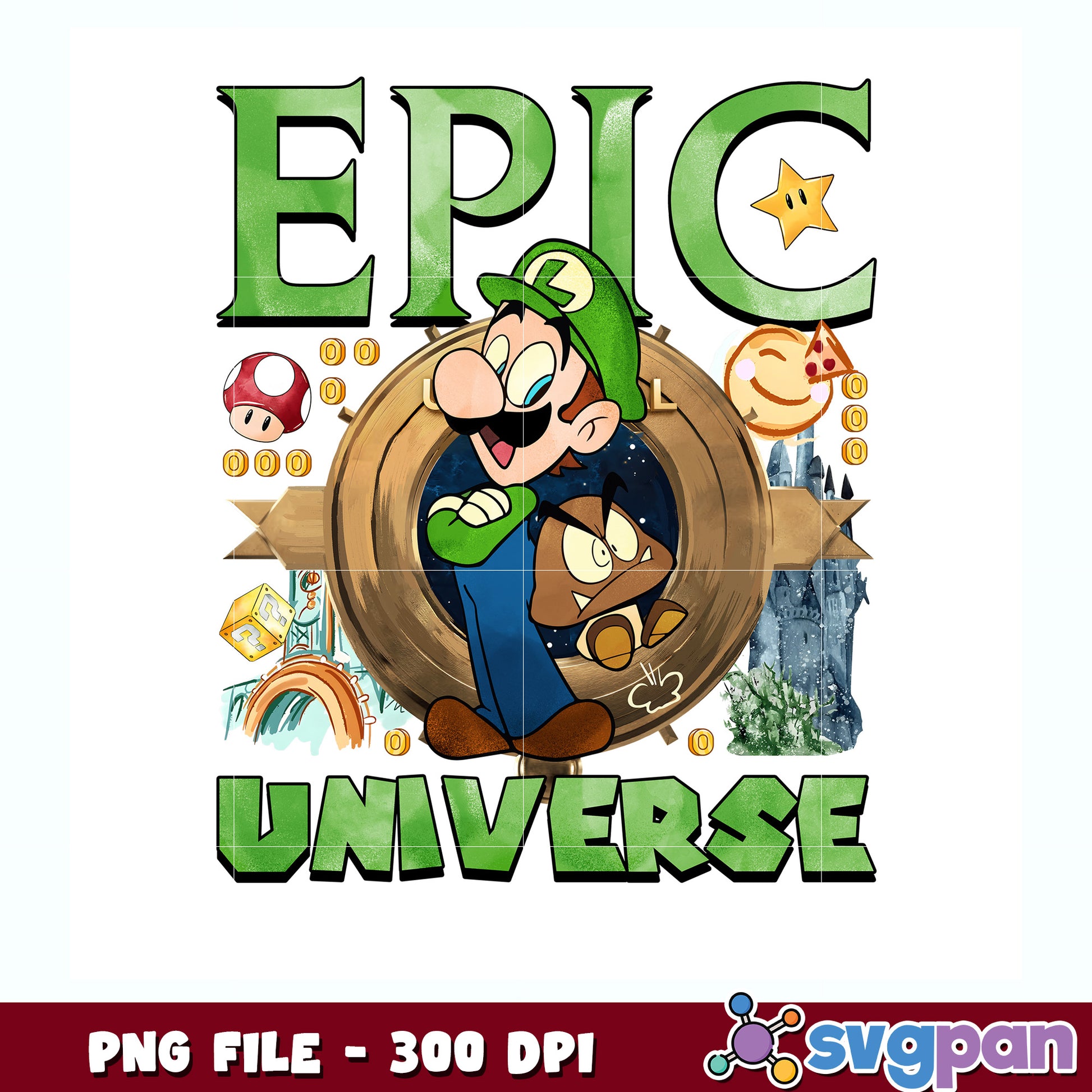 Epic universe luigi png, universal movie png, nintendo png