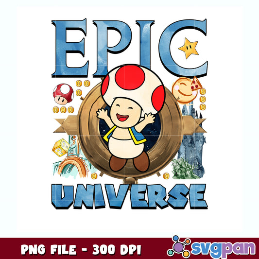 Epic universe mario toad png, universal png, mario the movie png