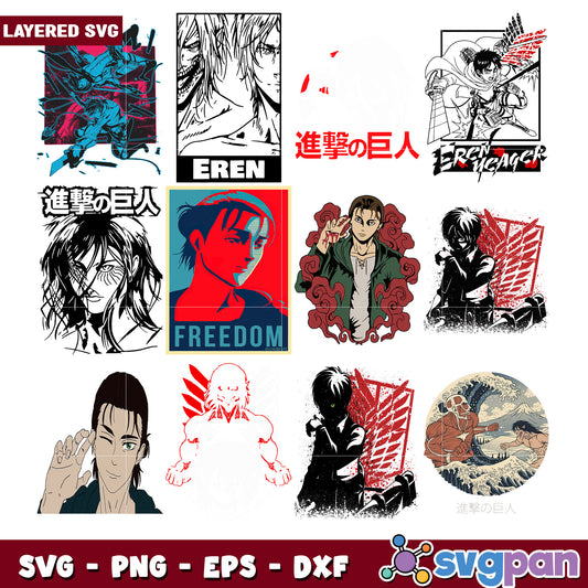 Eren Yeager Attack on Titan SVG Bundle Download