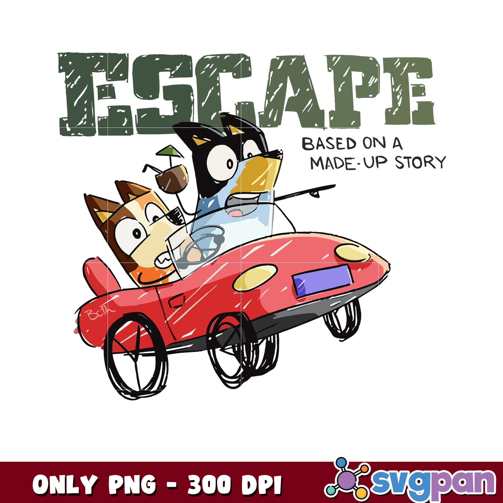 Escape based on a made up story bluey png, bluey and bingo png