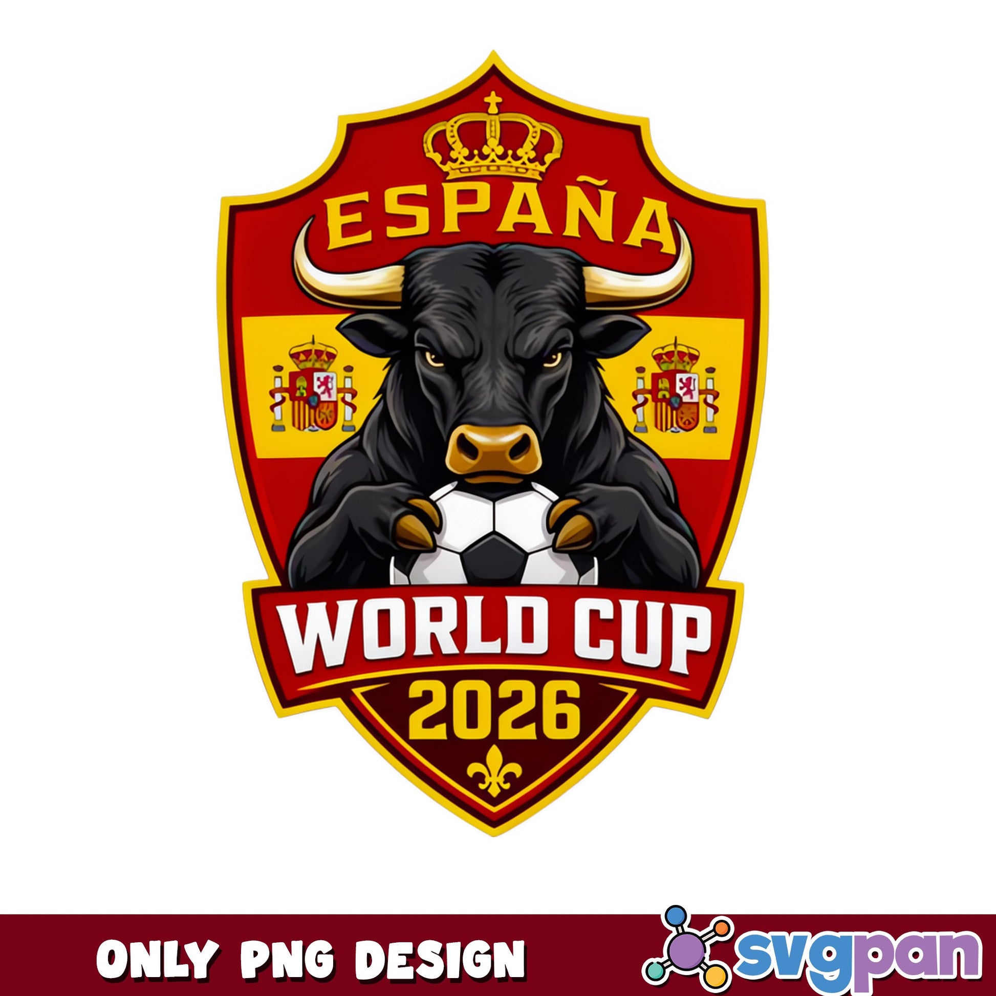 Espana World Cup 2026 PNG, Spain Soccer Bull Shield, Football PNG