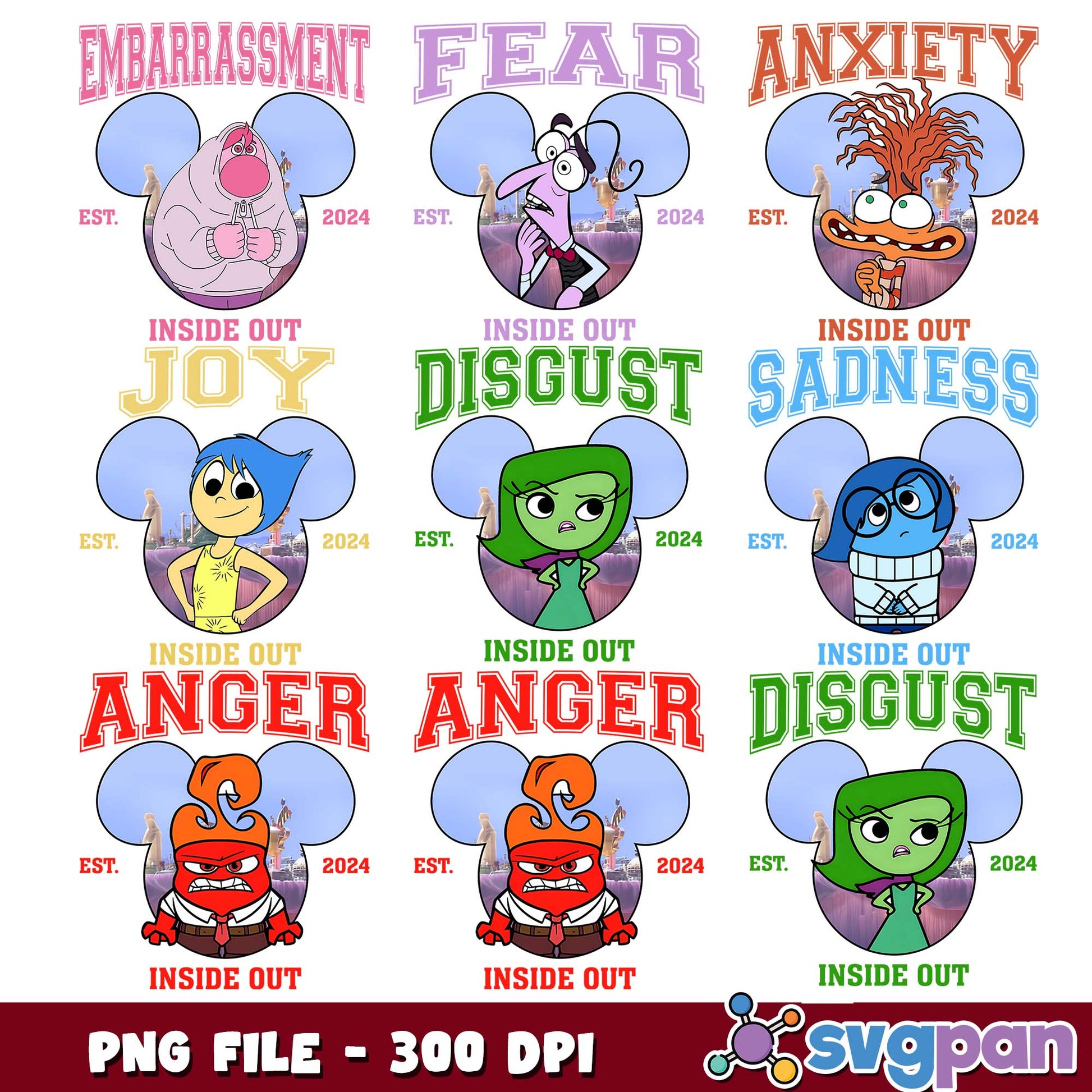Est inside out characters png bundle