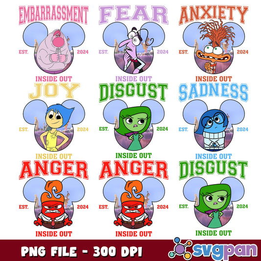 Est inside out characters png bundle